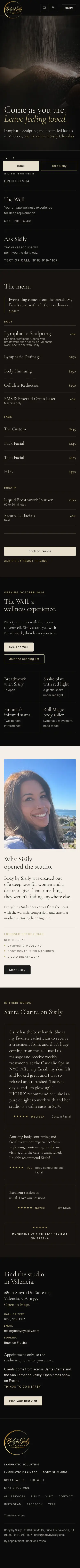 Full-page capture of the new bodybysisily.com homepage on a phone